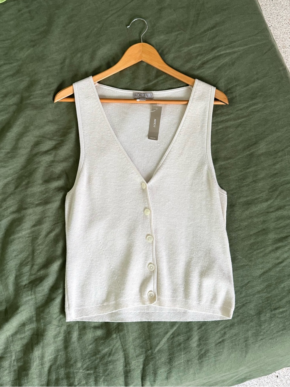 J. Crew Cream Knit Button-Front Vest